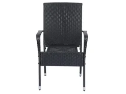 Juskys Polyrattan Gartenstühle Yoro 4er Set Stapelbar mit Armlehnen