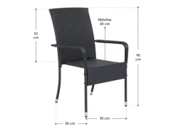 Juskys Polyrattan Gartenstühle Yoro 4er Set Stapelbar mit Armlehnen