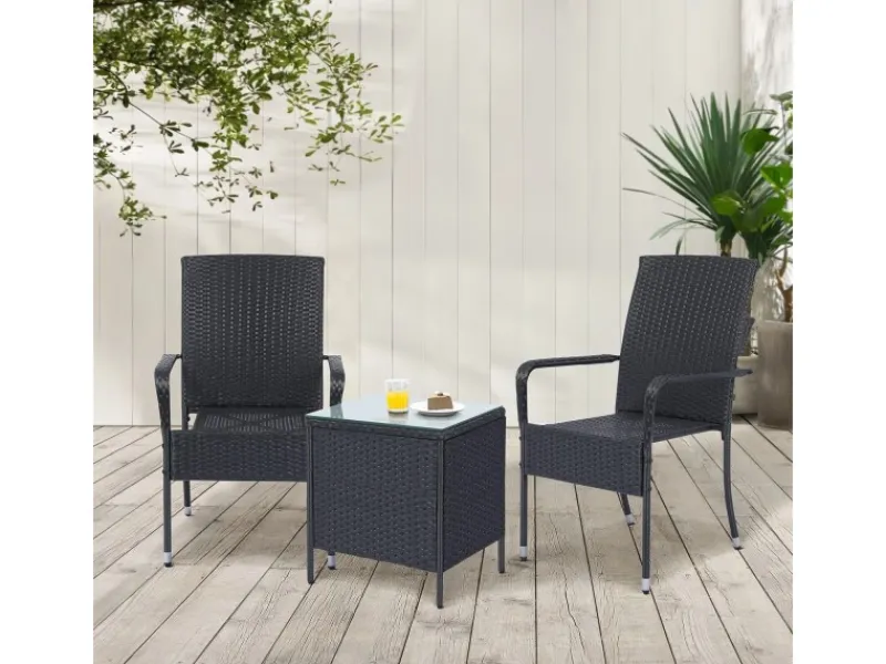 Juskys Polyrattan Gartenstühle Yoro 8er Set Stapelbar mit Armlehnen