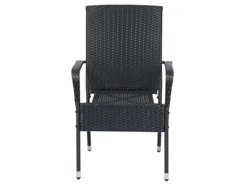 Juskys Polyrattan Gartenstühle Yoro 8er Set Stapelbar mit Armlehnen