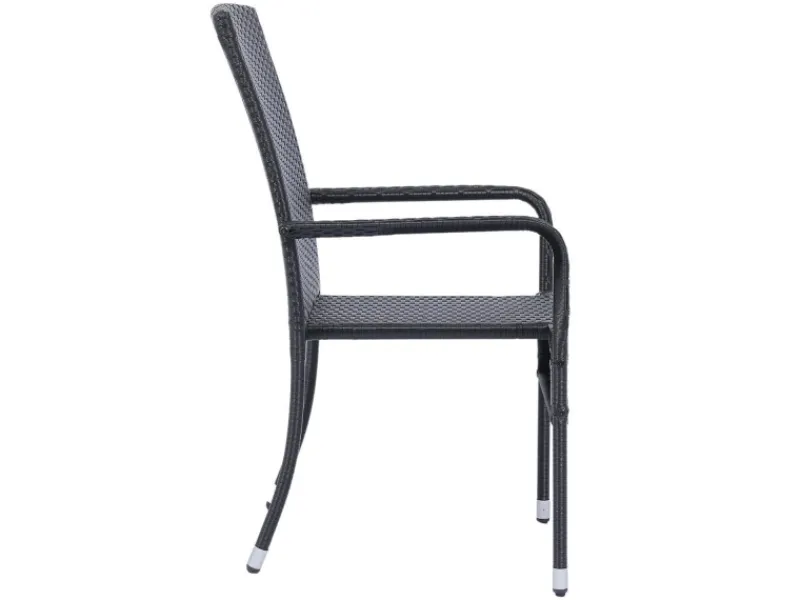 Juskys Polyrattan Gartenstühle Yoro 8er Set Stapelbar mit Armlehnen