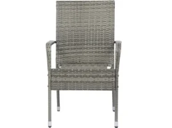 Juskys Polyrattan Gartenstühle Yoro 4er Set Stapelbar mit Armlehnen Grau Meliert