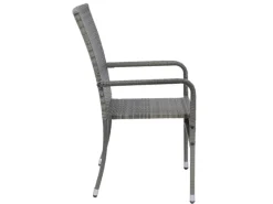 Juskys Polyrattan Gartenstühle Yoro 4er Set Stapelbar mit Armlehnen Grau Meliert