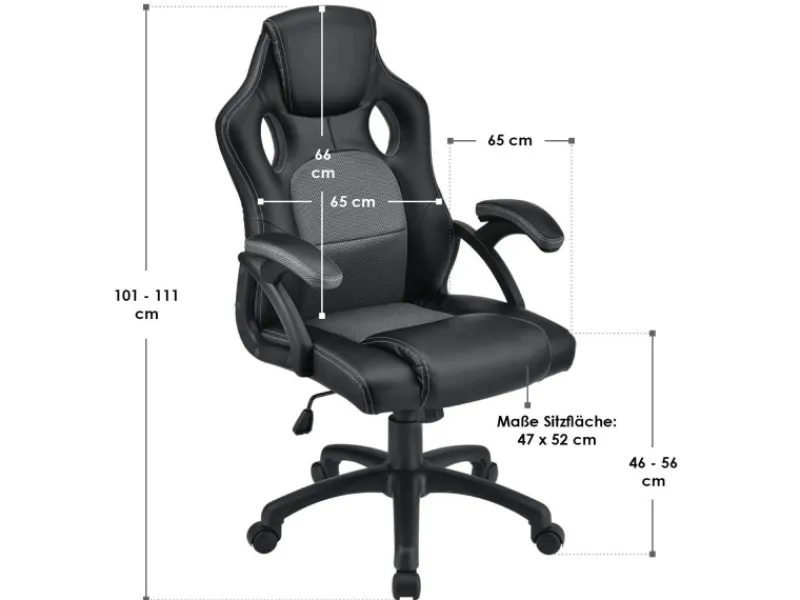 Online Juskys Racing Schreibtischstuhl Montreal Grau