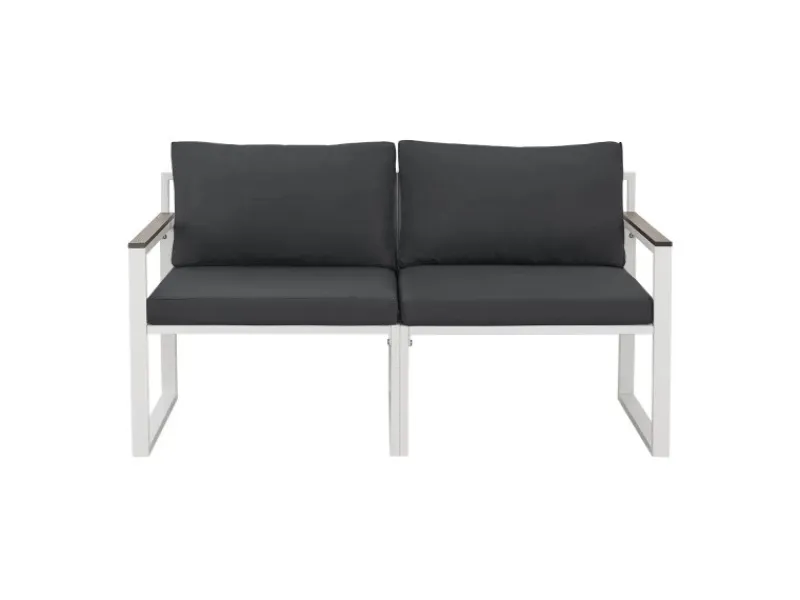 Juskys Sofa Set Gartenmöbel Bari mit Bezügen in Dunkelgrau