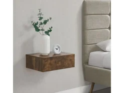 Outlet Juskys Wandregal Nachttisch 46x30x15 cm mit Schublade Holzoptik