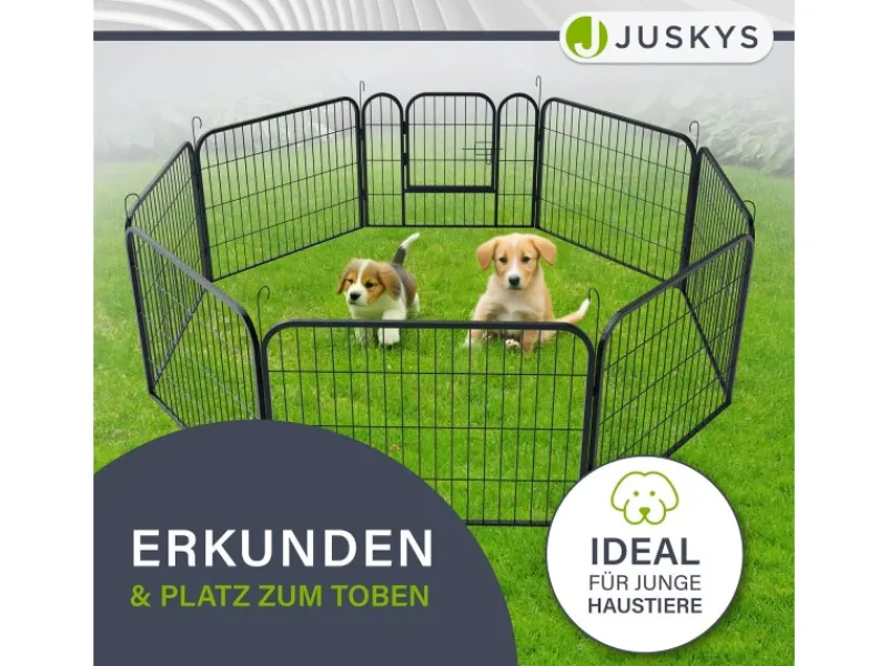 Hot Juskys Welpenauslauf aus Metall 80 x 60 cm 8 Teilig