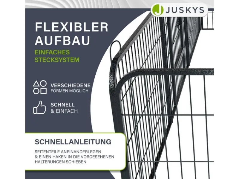 Hot Juskys Welpenauslauf aus Metall 80 x 60 cm 8 Teilig