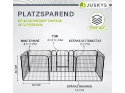 Juskys Welpenauslauf Plus aus Metall mit Doppelt Verriegelbarer Tür 8 Teilig