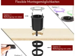 kalb Einbausteckdose 230VAC Tischsteckdose 54mm Rund Für Montage In Und An Möbeln mit EU-Stecker