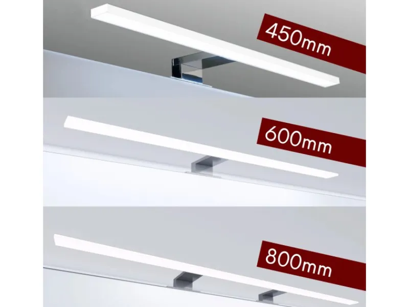 kalb LED Badleuchte Spiegellampe Aufbauleuchte für Spiegel Schrank Oder Wand 230VAC IP44 Chrom 4000K 45cm Länge