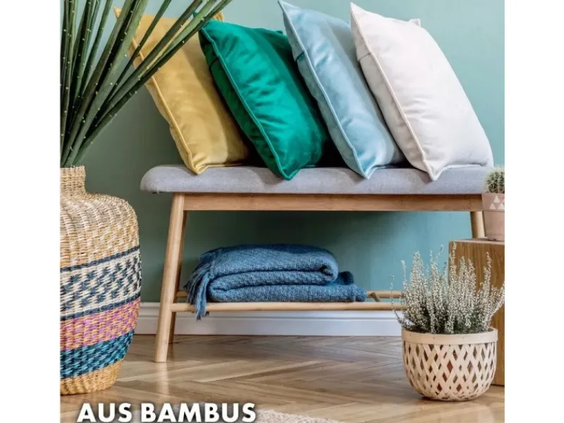 Discount Karat Bambus Sitzbank Montana Schuhregal mit Stauraum und Sitzkomfort 34 x 90 x 45 cm