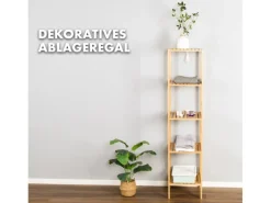 Karat Bambus Standregal Lowa Platzsparendes Holzregal Mit 5 Etagen