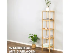 Karat Bambus Standregal Lowa Platzsparendes Holzregal Mit 5 Etagen