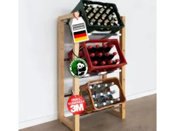 Karat Bambus-Flaschenkastenständer Flash - Robustes Lagerregal für Büro, Küche, Garage oder Flur - 112 x 56 x 32 cm