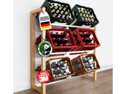 Karat Bambus-Flaschenkastenständer Flash - Robustes Lagerregal für Büro, Küche, Garage oder Flur - 112 x 106 x 32 cm