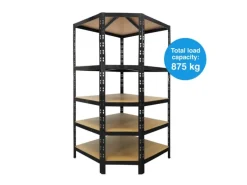 Outlet Karat Eckregal Traglast 875 kg Individuell Einsetzbar Schwarz 180 x 90 x 42 x 60 cm