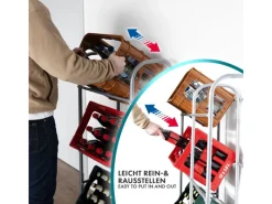 New Karat Flaschenkastenständer Rocket - Regal mit Wandbefestigung - Grau - Für 6 Kästen - 96 x 32,5 x 115,5 cm