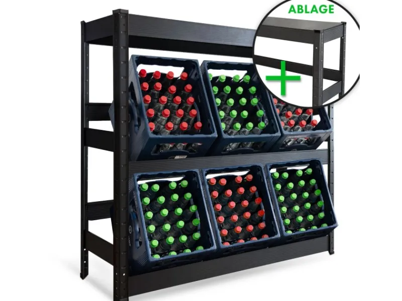 Discount Karat Flaschenkastenständer Osaka mit Ablagefläche für 6 Kästen 110 x 110 x 30 cm