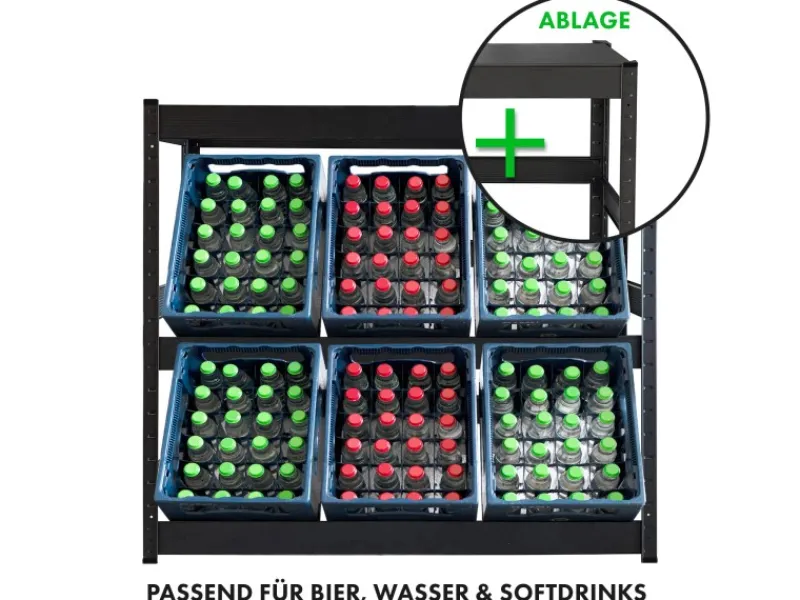 Discount Karat Flaschenkastenständer Osaka mit Ablagefläche für 6 Kästen 110 x 110 x 30 cm