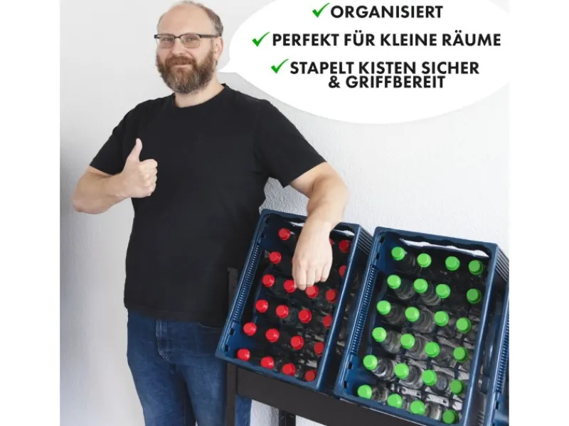 Discount Karat Flaschenkastenständer Osaka mit Ablagefläche für 6 Kästen 110 x 110 x 30 cm