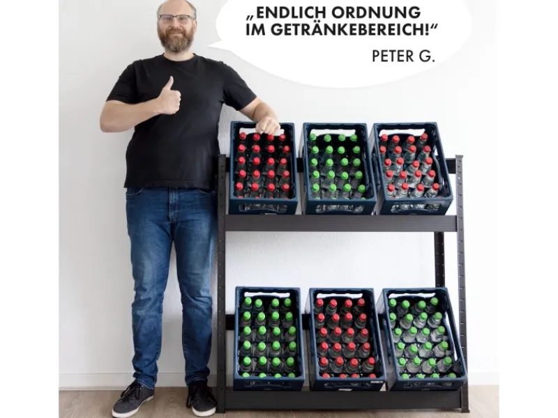 Discount Karat Flaschenkastenständer Osaka mit Ablagefläche für 6 Kästen 110 x 110 x 30 cm