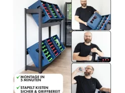 Outlet Karat Flaschenkastenständer Osaka Getränkekistenregal für 9 Kästen 200 x 100 x 30 cm
