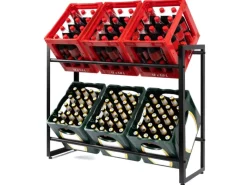 Clearance Karat Flaschenkastenständer Kenji - Robustes Lagerregal für Büro, Küche, Garage oder Flur - Schwarz - 104 x 32 x 82 cm