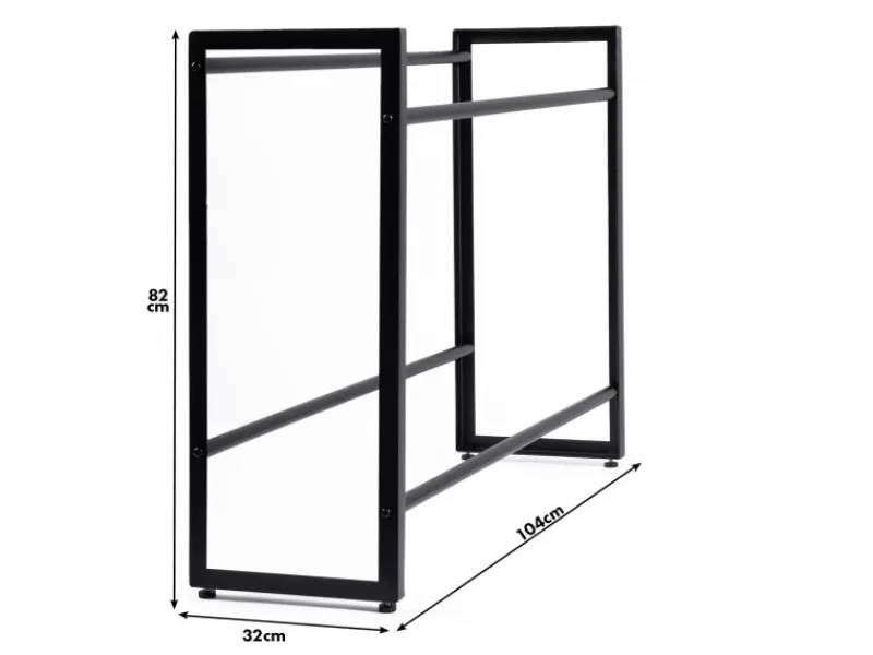Clearance Karat Flaschenkastenständer Kenji - Robustes Lagerregal für Büro, Küche, Garage oder Flur - Schwarz - 104 x 32 x 82 cm