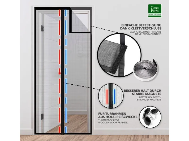 Online Karat Fliegengitter Johnny Gestreift Klebemontage Klettverschluss 100 x 210 cm