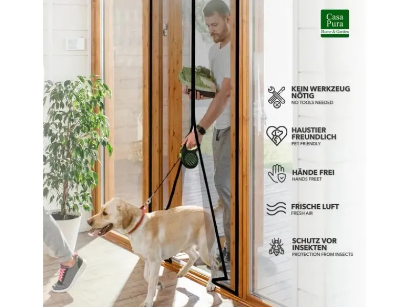 Karat Fliegengitter Johnny Gestreift Klebemontage Klettverschluss 90 x 210 cm