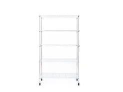 Online Karat Gitterregal Maya mit Rollen und Feststellbremse 5 Böden 89 x 34 x 150 cm Verchromt