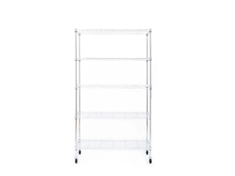 Online Karat Gitterregal Maya mit Rollen und Feststellbremse 5 Böden 89 x 34 x 150 cm Verchromt