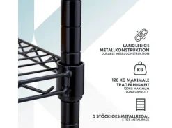 Karat Gitterregal Maya mit Rollen und Feststellbremse 5 Böden 89 x 34 x 150 cm