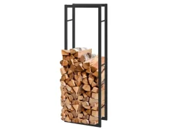 New Karat Kaminholzregal Kreta Schwarz Brennholzregal für Innen und Außen 150 x 25 x 85 cm