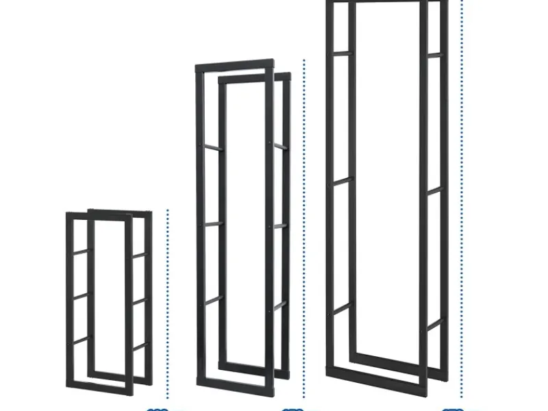 New Karat Kaminholzregal Kreta Schwarz Brennholzregal für Innen und Außen 150 x 25 x 85 cm