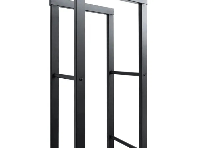 New Karat Kaminholzregal Kreta Schwarz Brennholzregal für Innen und Außen 150 x 25 x 85 cm