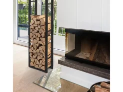 New Karat Kaminholzregal Kreta Schwarz Brennholzregal für Innen und Außen 150 x 25 x 85 cm