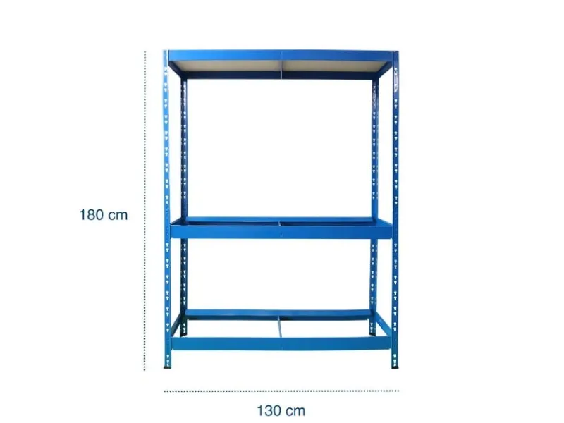 Clearance Karat Reifenregal - Belastbares Kellerregal - 180 x 130 x 50 cm - Blau