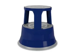 Sale Karat Rollhocker Elefantenfuß Rolltritt aus Stahl - Hocker für Büro oder Gewerbe 150 kg Belastbar TÜV-geprüft - Blau