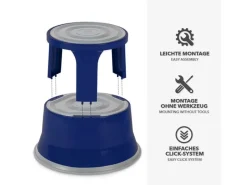 Sale Karat Rollhocker Elefantenfuß Rolltritt aus Stahl - Hocker für Büro oder Gewerbe 150 kg Belastbar TÜV-geprüft - Blau