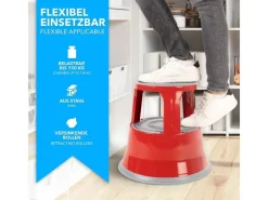 Karat Rollhocker Elefantenfuß Rolltritt aus Stahl - Hocker für Büro oder Gewerbe 150 kg Belastbar TÜV-geprüft -