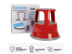 Karat Rollhocker Elefantenfuß Rolltritt aus Stahl - Hocker für Büro oder Gewerbe 150 kg Belastbar TÜV-geprüft -