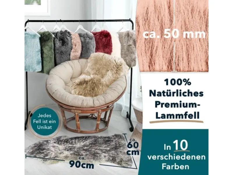 Clearance Karat Schaffell Audrey Natürliches Premium Lammfell Individuell Einsetzbar Rosa