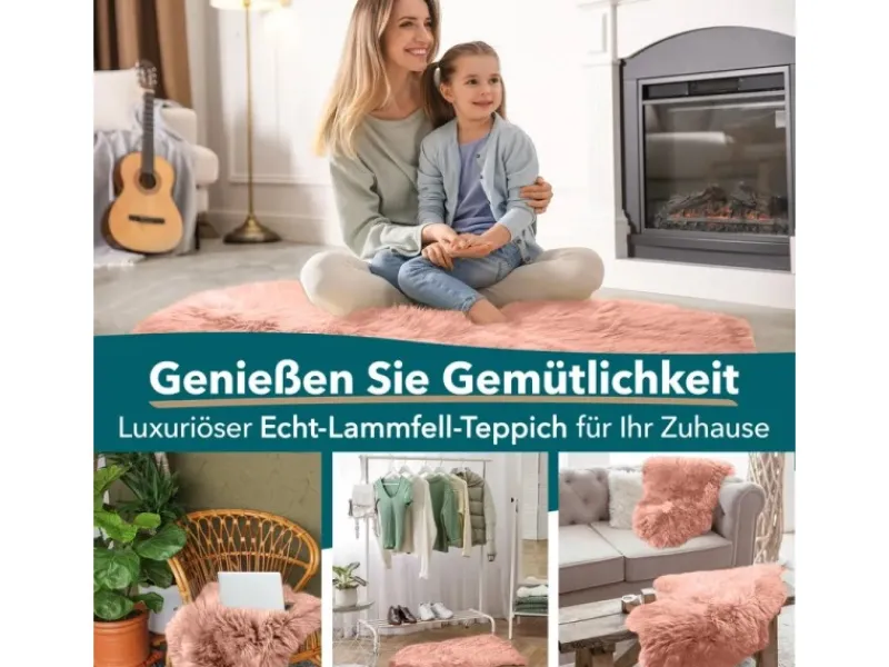 Clearance Karat Schaffell Audrey Natürliches Premium Lammfell Individuell Einsetzbar Rosa