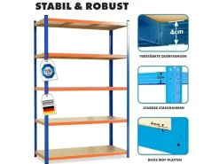 New Karat Schwerlastregal Blau-Orange Traglast bis 875 kg 180 x 120 x 45 cm