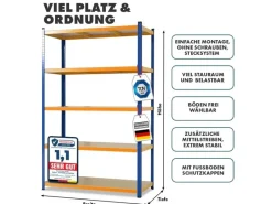 New Karat Schwerlastregal Blau-Orange Traglast bis 875 kg 180 x 120 x 45 cm