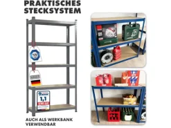 Outlet Karat Schwerlastregal Grizzly Anthrazit-Grau Traglast 875 kg 150 x 75 x 30 cm