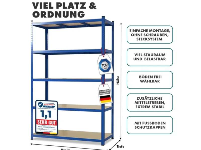 Karat Schwerlastregal Lakota 2er Set Traglast bis 875 kg 200 x 120 x 60 cm