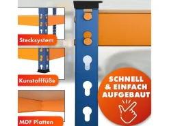 Karat Schwerlastregal Rhino bis 1050 kg Pulverbeschichtet 180 x 90 x 45 cm Blau-Orange